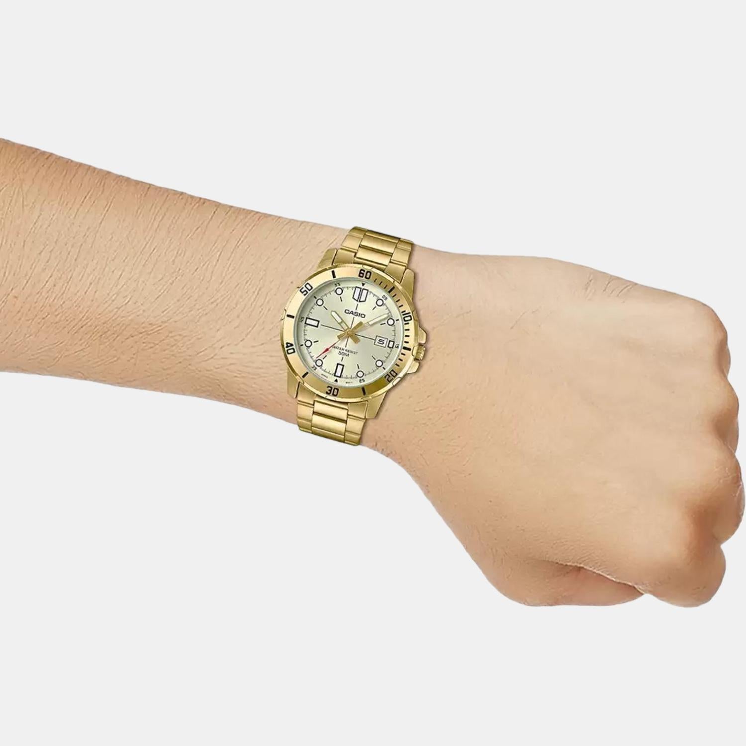 Enticer Men Quartz Gold Dial Analog Stainless Steel Watch A1368