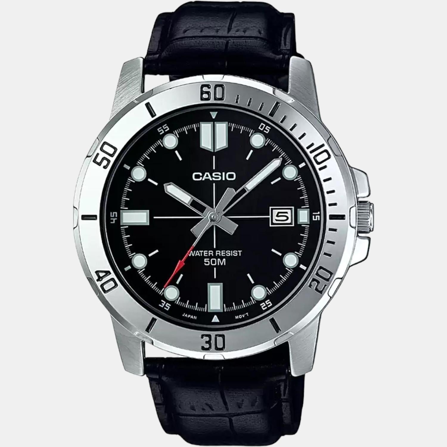 Enticer Men Quartz Black Dial Analog Leather Watch A1371