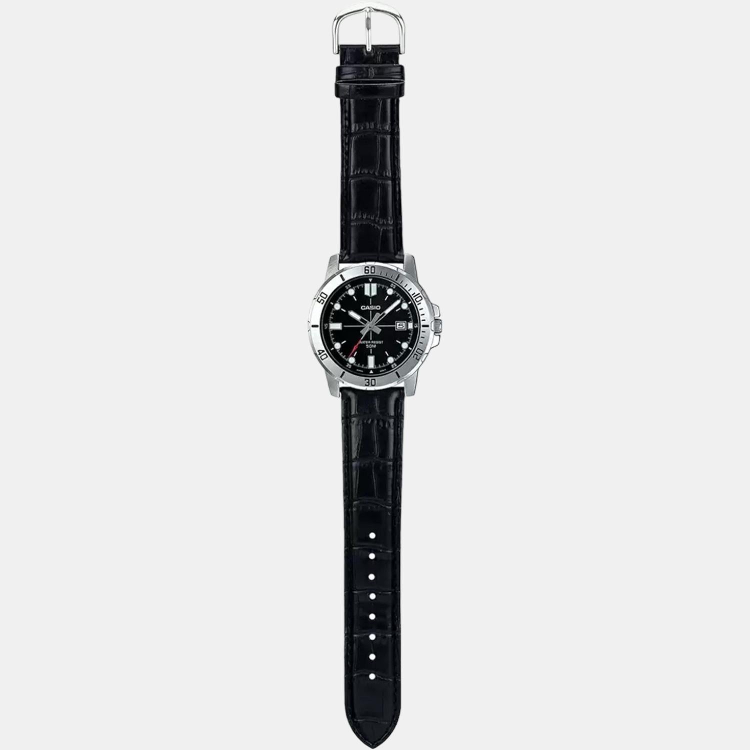 Enticer Men Quartz Black Dial Analog Leather Watch A1371