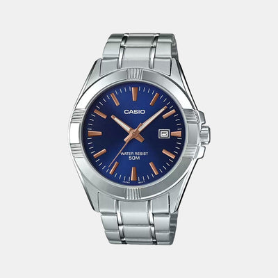 Enticer Men Quartz Blue Dial Analog Stainless Steel Watch A1513