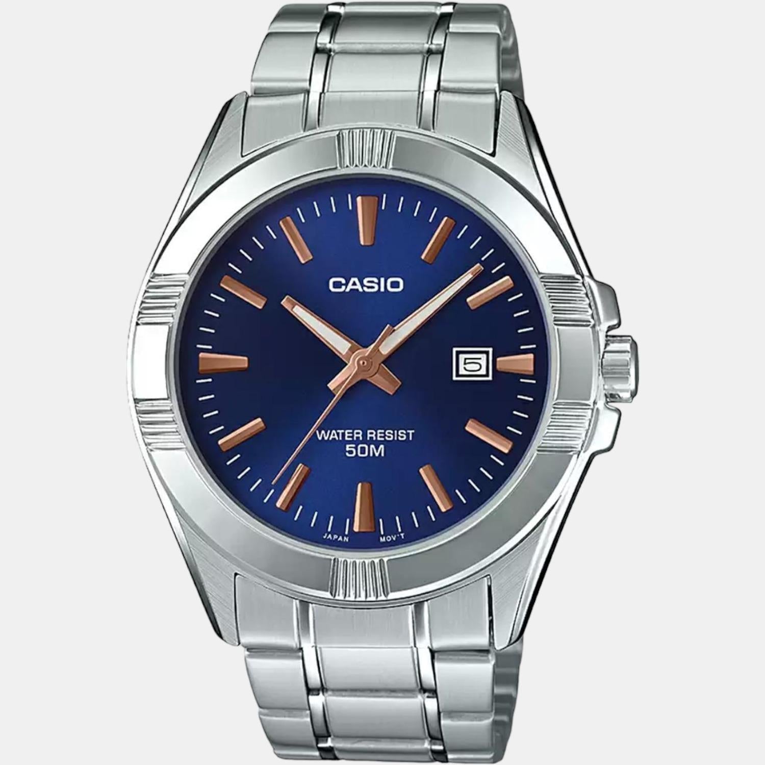 Enticer Men Quartz Blue Dial Analog Stainless Steel Watch A1513
