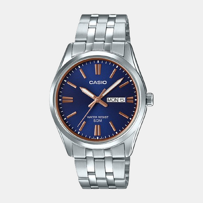 Enticer Men Quartz Blue Dial Analog Stainless Steel Watch A1516