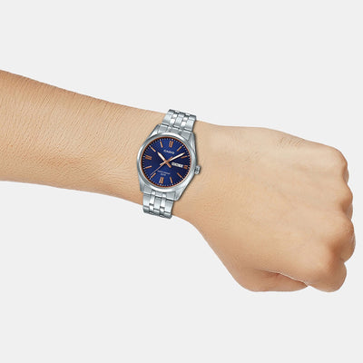 Enticer Men Quartz Blue Dial Analog Stainless Steel Watch A1516