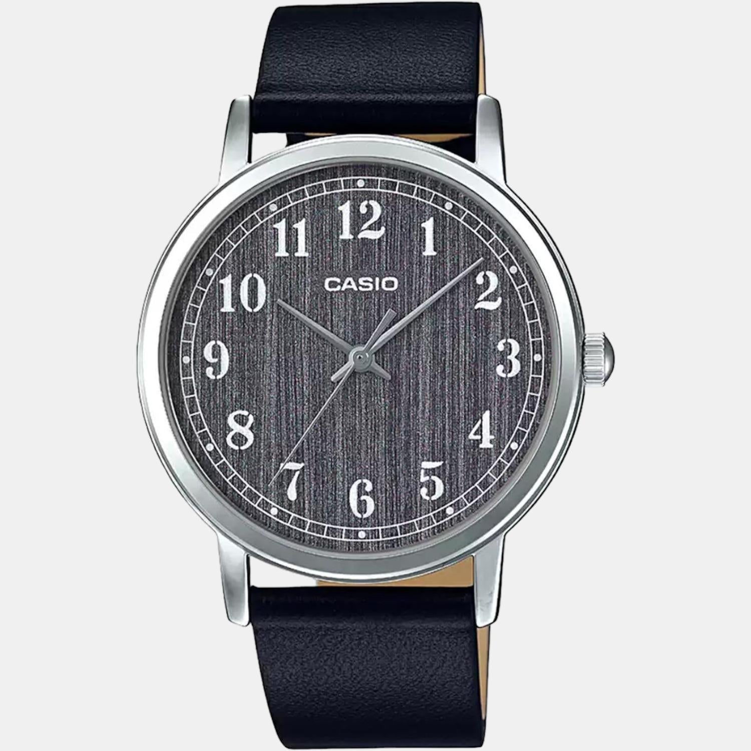 Enticer Men Quartz Grey Dial Analog Leather Watch A1521