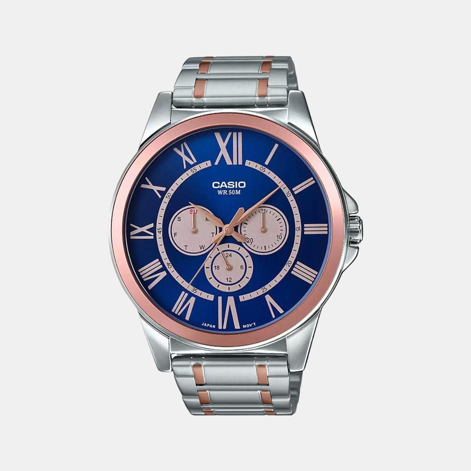Enticer Men Quartz Blue Dial Chronograph Stainless Steel Watch A1524