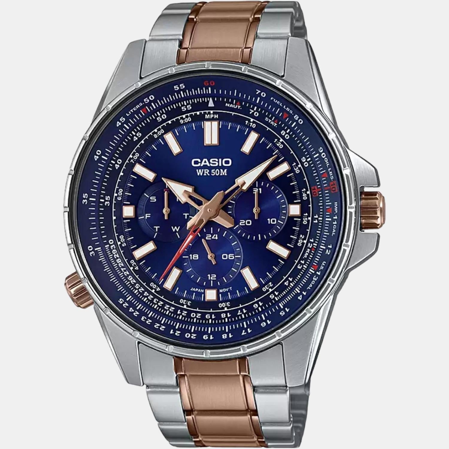 Enticer Men Quartz Blue Dial Chronograph Stainless Steel Watch A1568