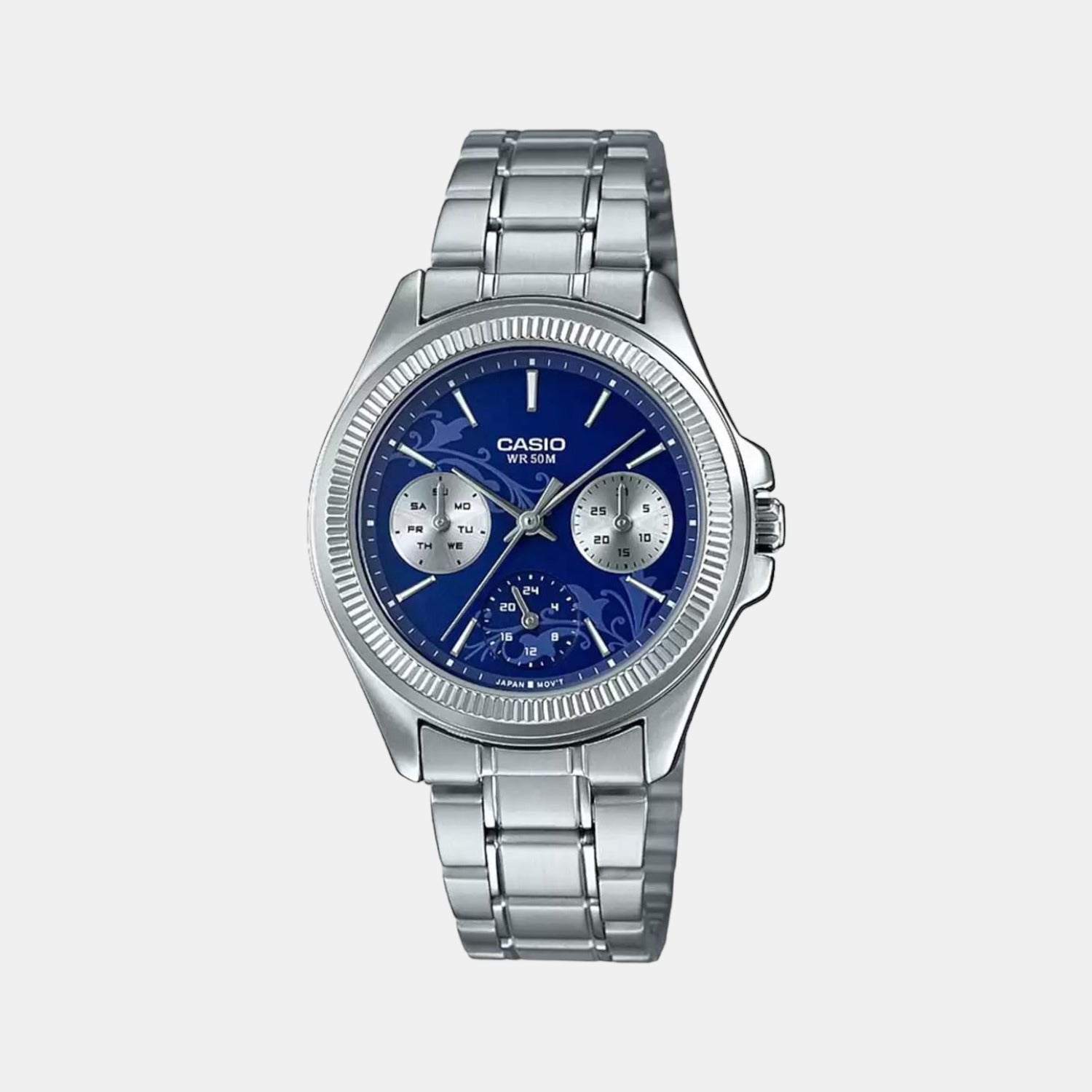 Enticer Women Quartz Blue Dial Chronograph Stainless Steel Watch A1571