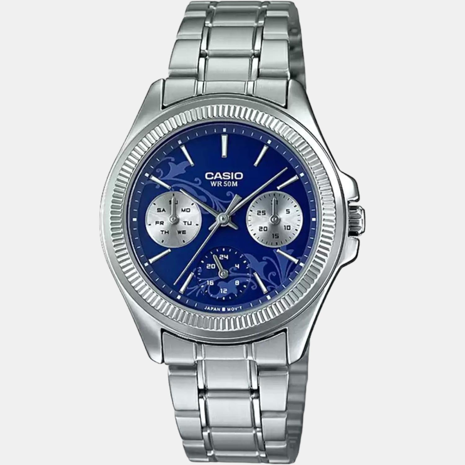 Enticer Women Quartz Blue Dial Chronograph Stainless Steel Watch A1571