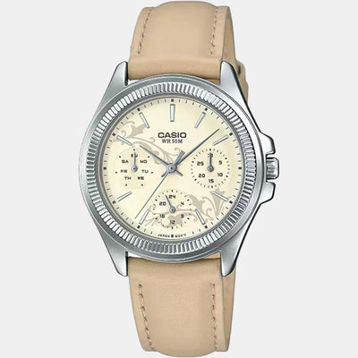Enticer Women Quartz Yellow Dial Chronograph Leather Watch A1576