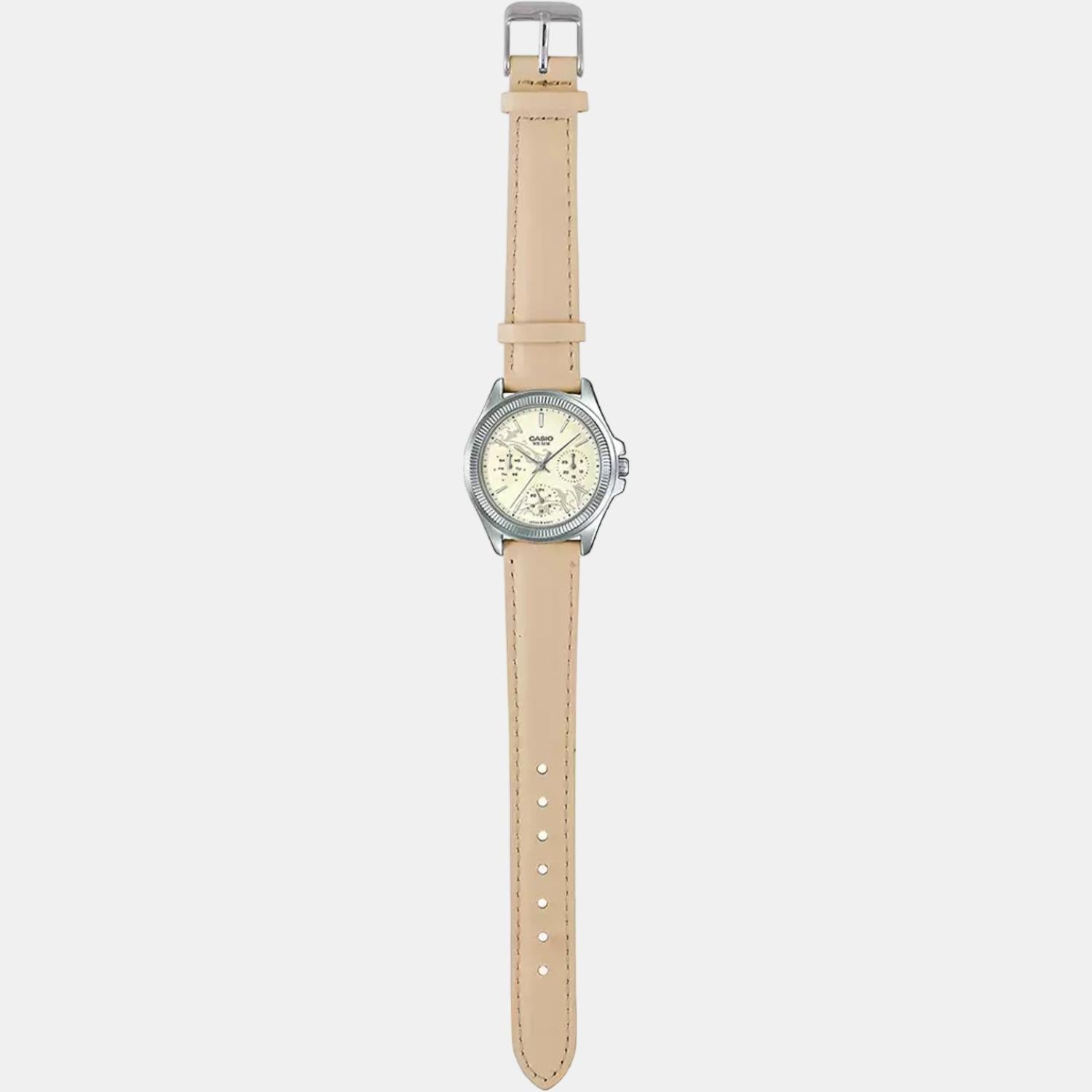 Enticer Women Quartz Yellow Dial Chronograph Leather Watch A1576
