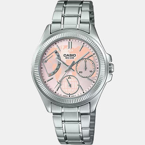 Enticer Women Quartz Pink Dial Chronograph Stainless Steel Watch A1577