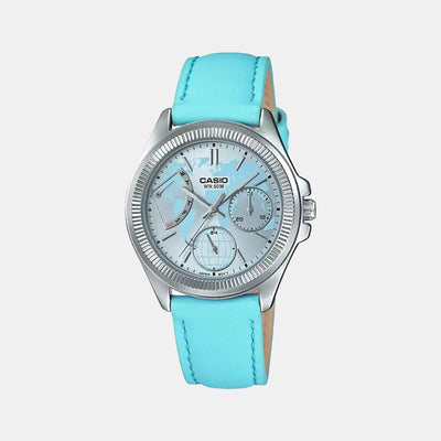 Enticer Women Quartz Blue Dial Chronograph Leather Watch A1579