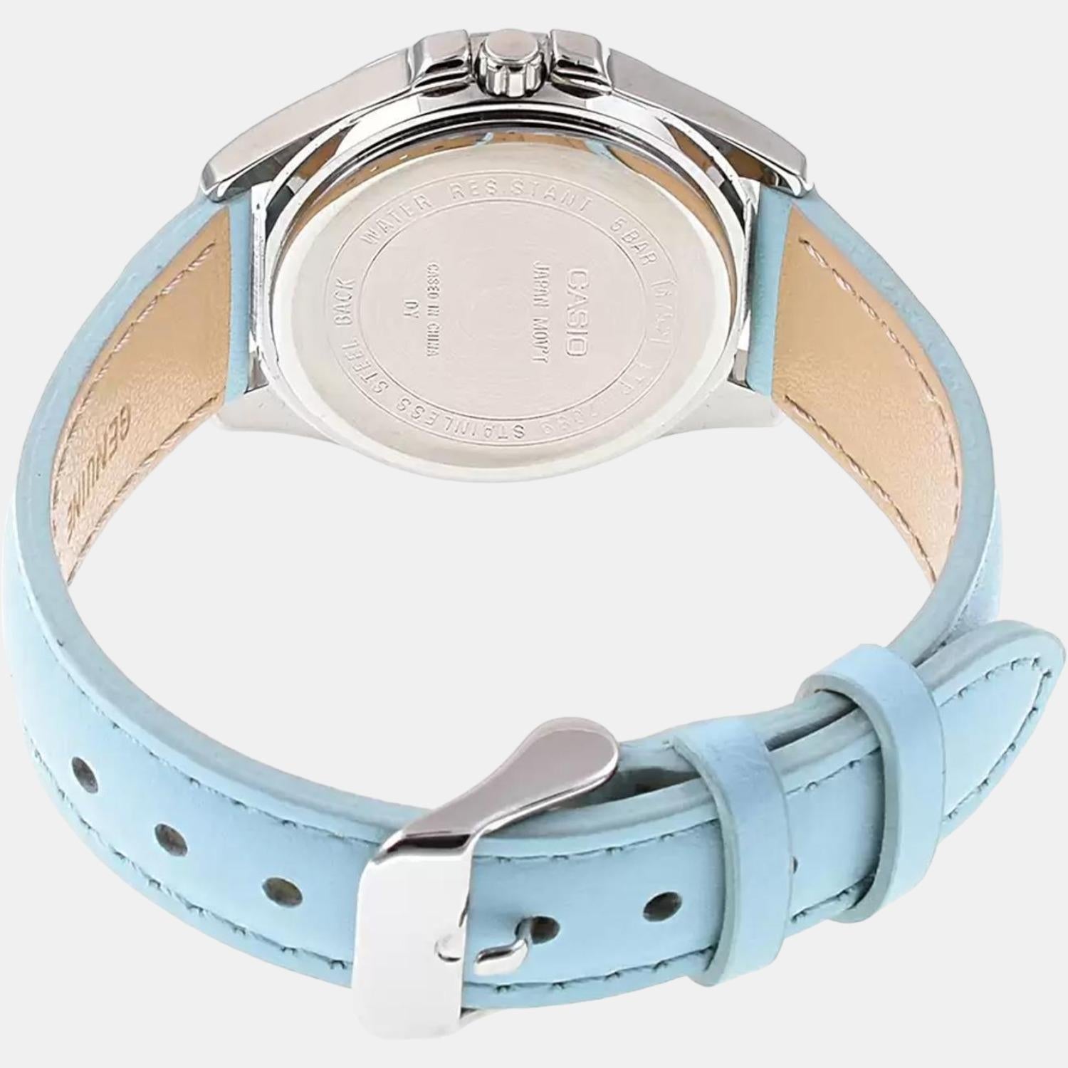 Enticer Women Quartz Blue Dial Chronograph Leather Watch A1579