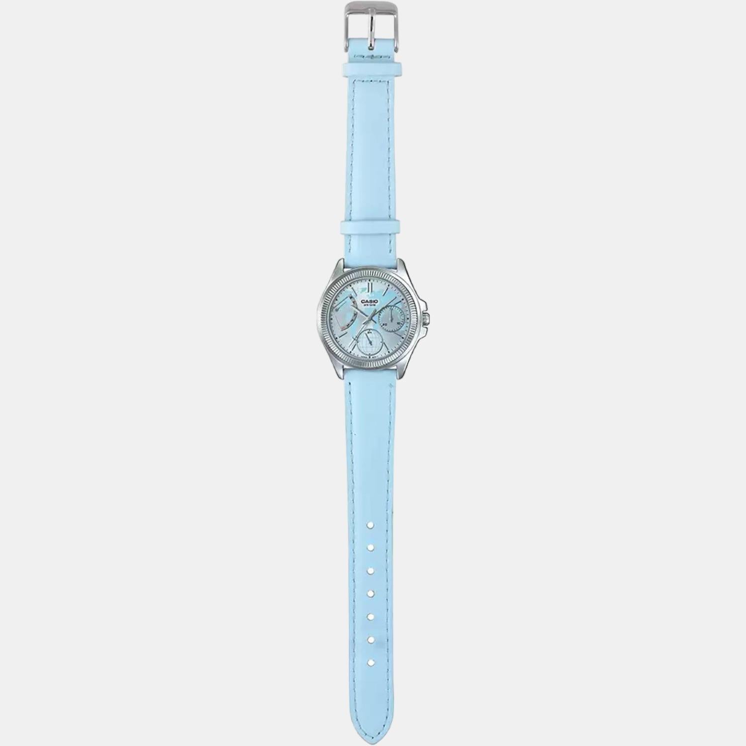 Enticer Women Quartz Blue Dial Chronograph Leather Watch A1579