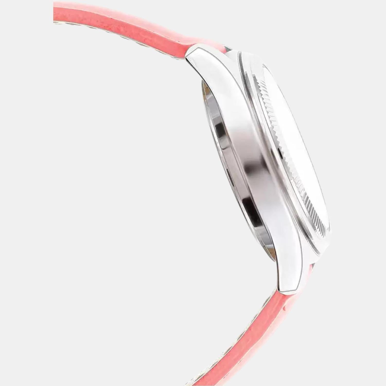 Enticer Women Quartz Pink Dial Chronograph Leather Watch A1580