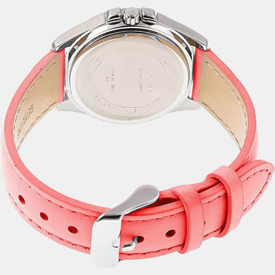 Enticer Women Quartz Pink Dial Chronograph Leather Watch A1580