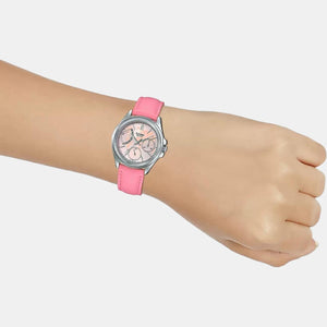 Enticer Women Quartz Pink Dial Chronograph Leather Watch A1580