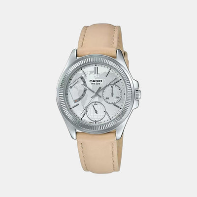 Enticer Women Quartz Silver Dial Chronograph Leather Watch A1581
