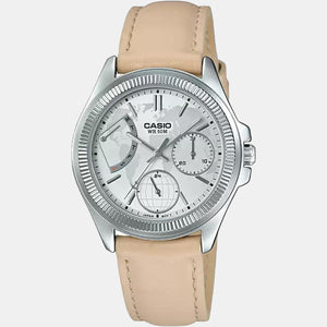 Enticer Women Quartz Silver Dial Chronograph Leather Watch A1581