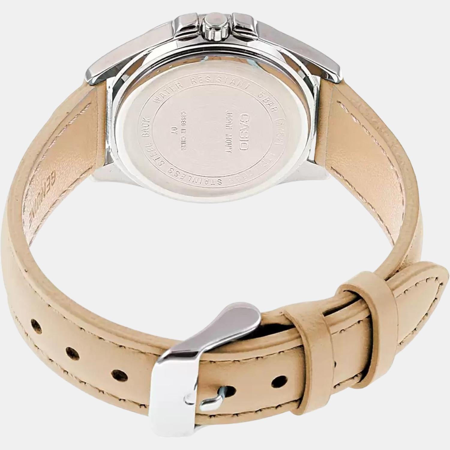 Enticer Women Quartz Silver Dial Chronograph Leather Watch A1581