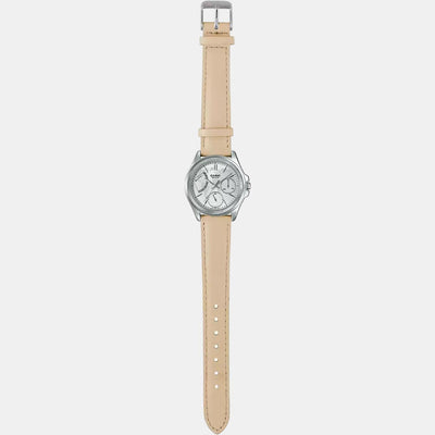 Enticer Women Quartz Silver Dial Chronograph Leather Watch A1581