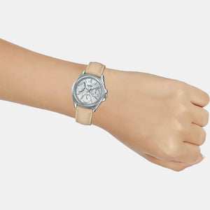 Enticer Women Quartz Silver Dial Chronograph Leather Watch A1581