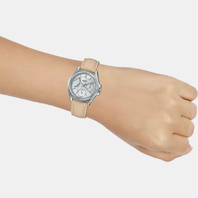 Enticer Women Quartz Silver Dial Chronograph Leather Watch A1581