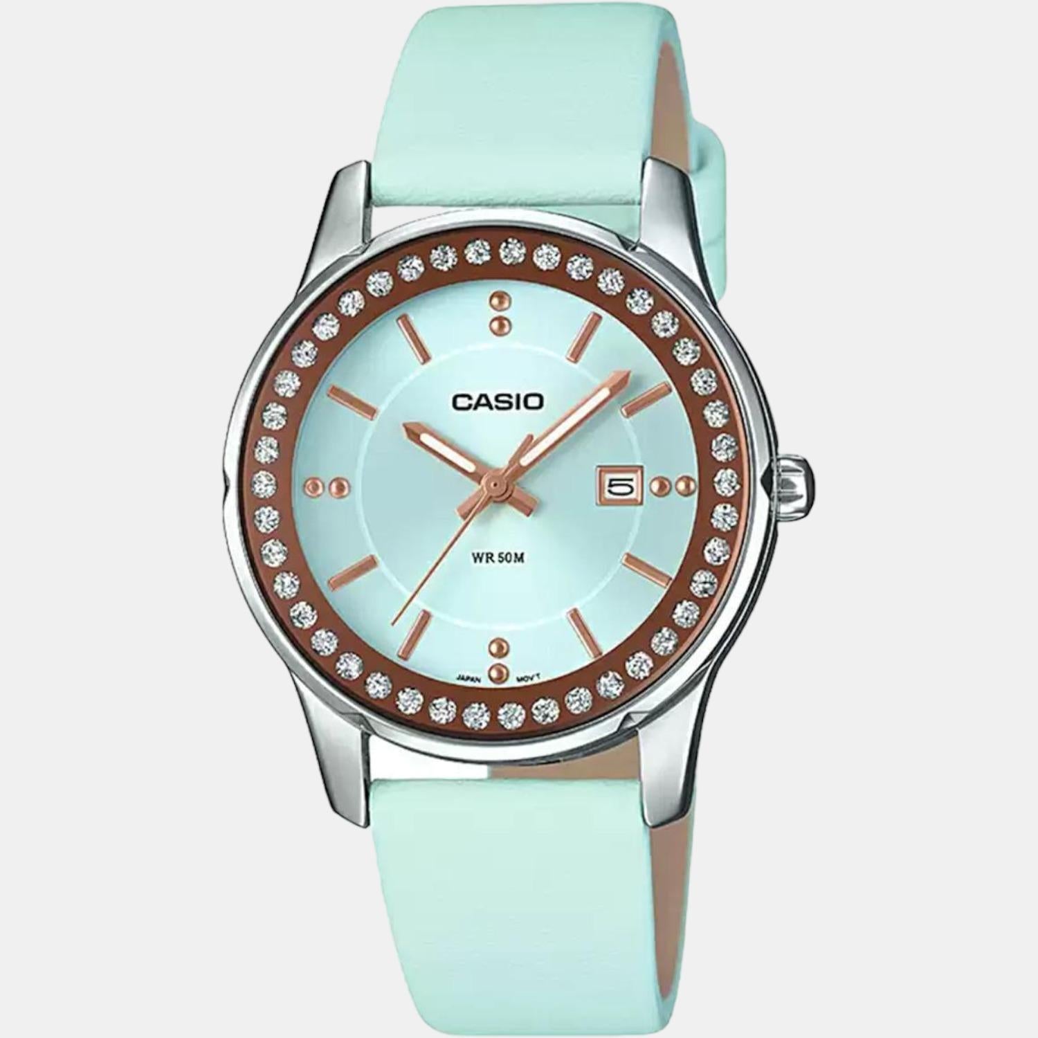 Enticer Women Quartz Blue Dial Analog Leather Watch A1583