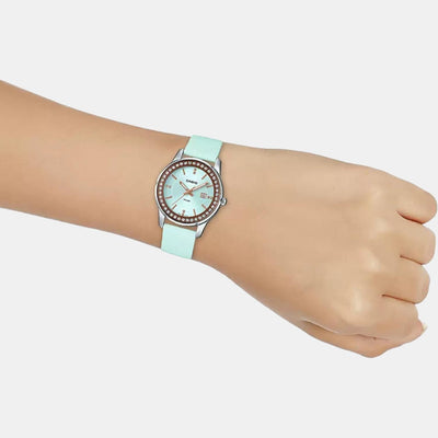 Enticer Women Quartz Blue Dial Analog Leather Watch A1583