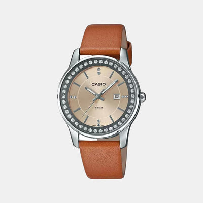 Enticer Women Quartz Yellow Dial Analog Leather Watch A1585