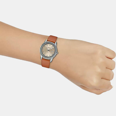 Enticer Women Quartz Yellow Dial Analog Leather Watch A1585