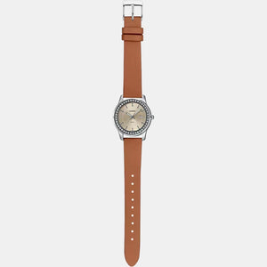 Enticer Women Quartz Yellow Dial Analog Leather Watch A1585