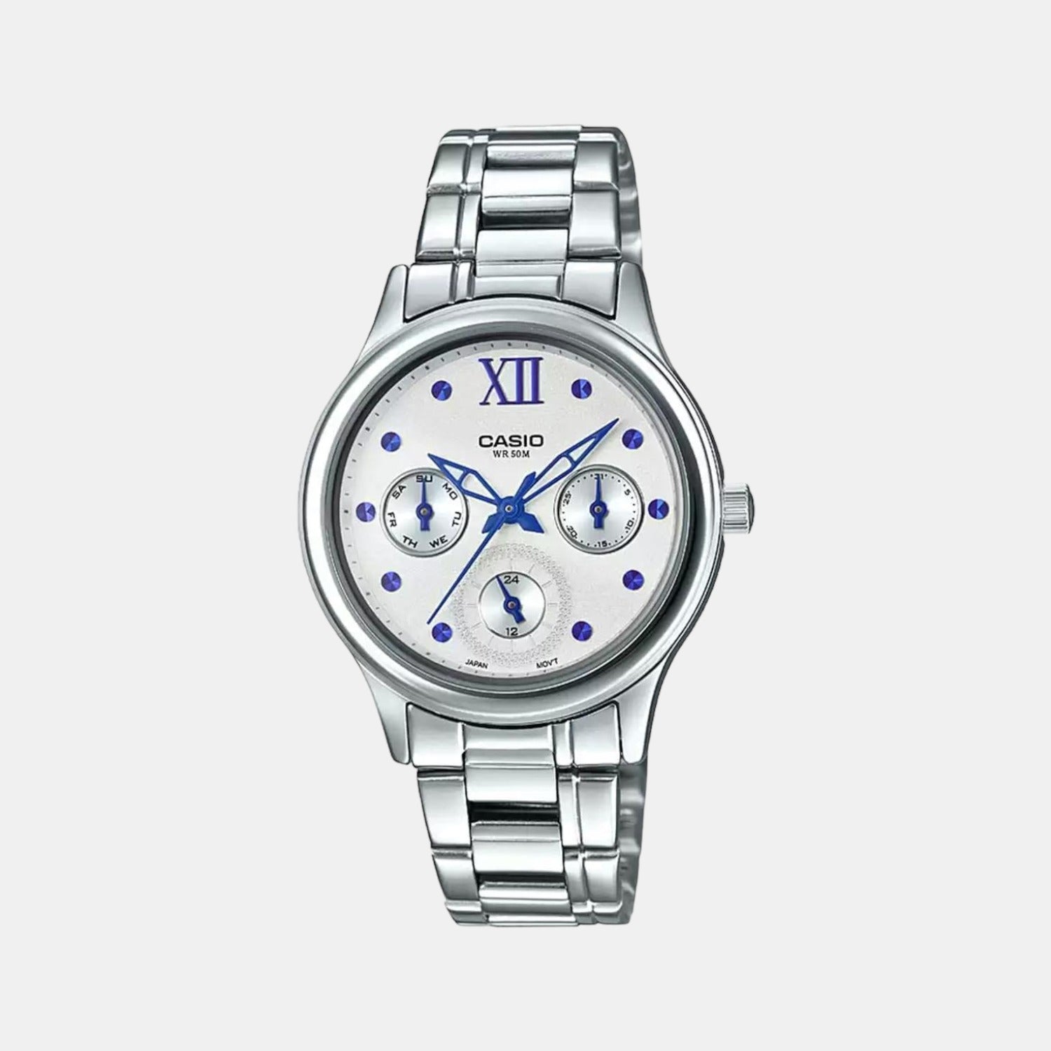 Enticer Women Quartz White Dial Chronograph Stainless Steel Watch A1597