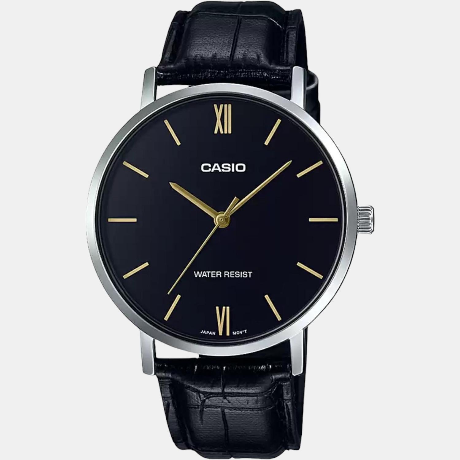 Enticer Men Quartz Black Dial Analog Leather Watch A1615