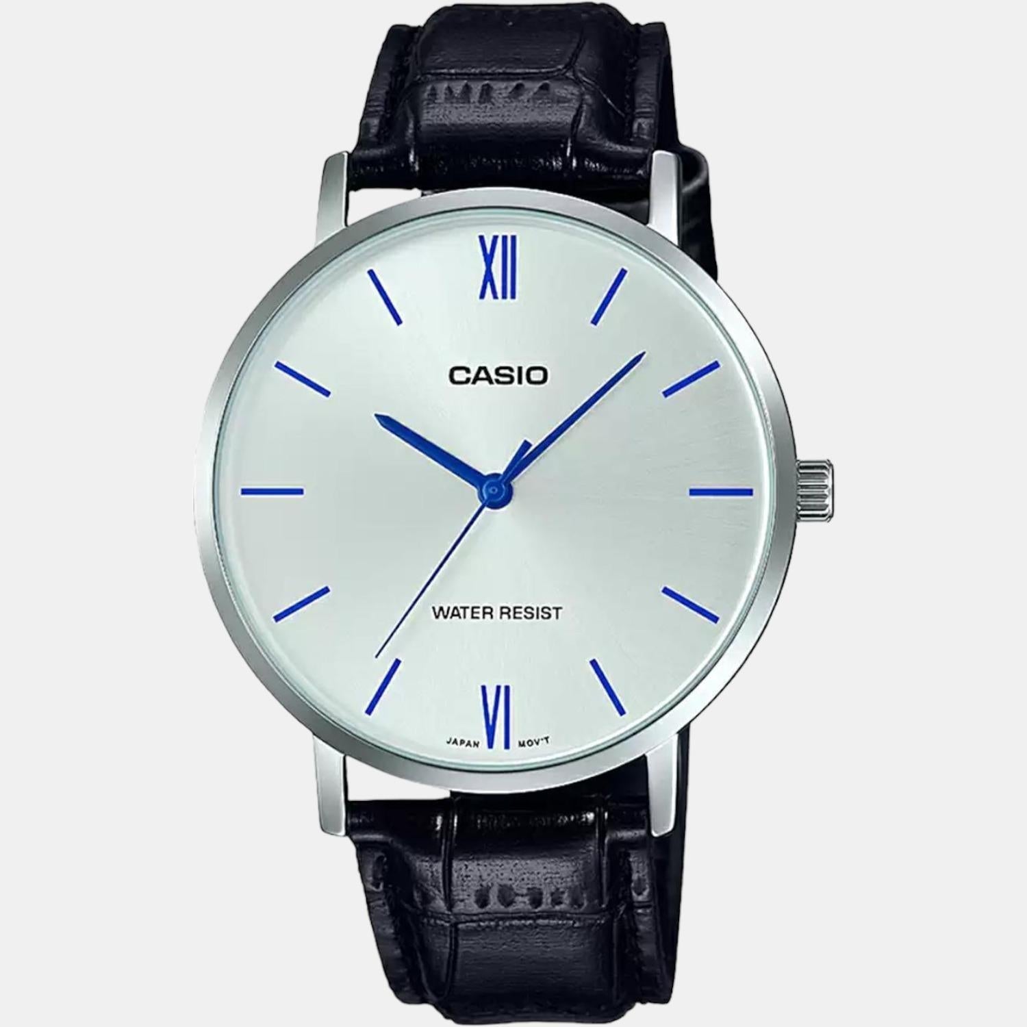 Enticer Men Quartz Silver Dial Analog Leather Watch A1617
