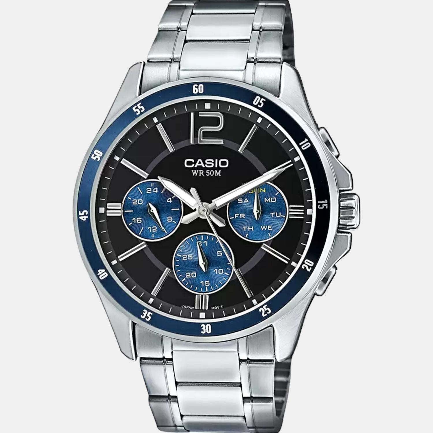 Enticer Men Quartz Black Dial Chronograph Stainless Steel Watch A1646