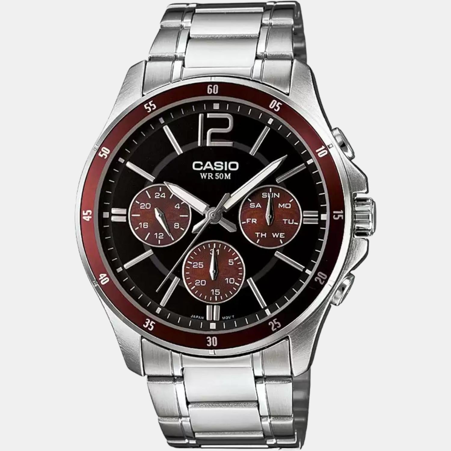Enticer Men Quartz Black Dial Chronograph Stainless Steel Watch A1647