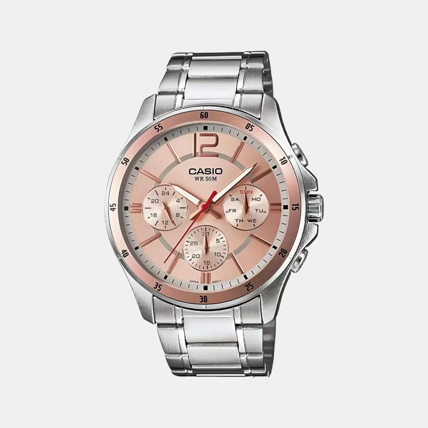 Enticer Men Quartz Rose Gold Dial Chronograph Stainless Steel Watch A1649