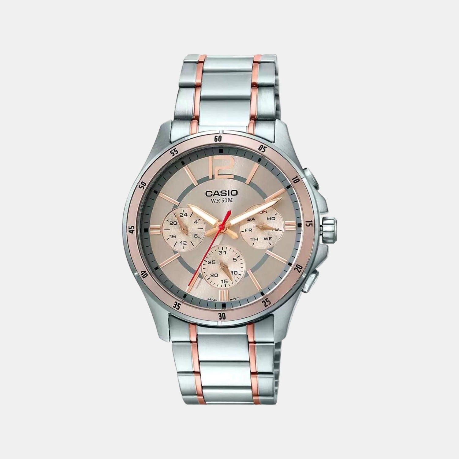 Enticer Men Quartz Rose Gold Dial Chronograph Stainless Steel Watch A1651