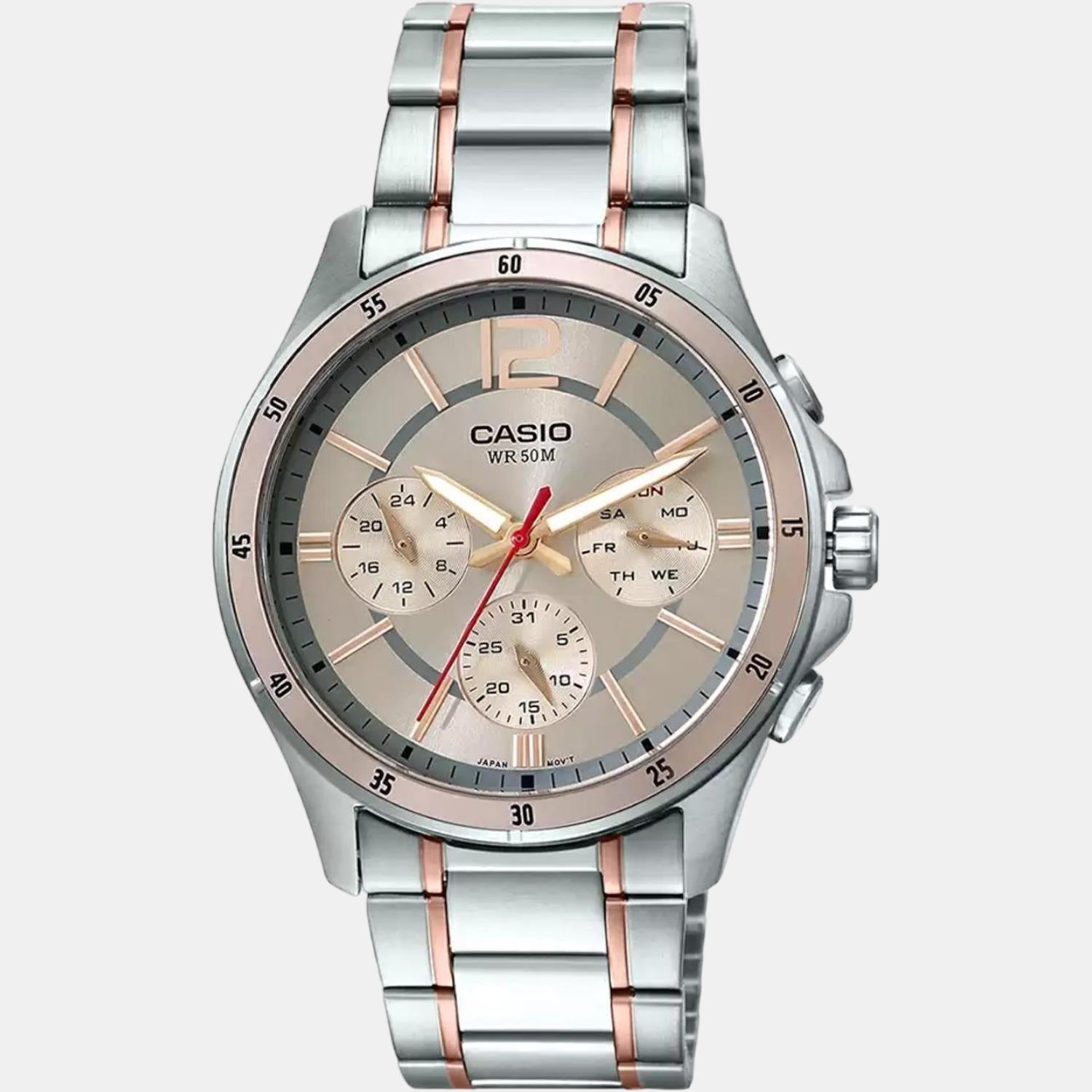 Enticer Men Quartz Rose Gold Dial Chronograph Stainless Steel Watch A1651