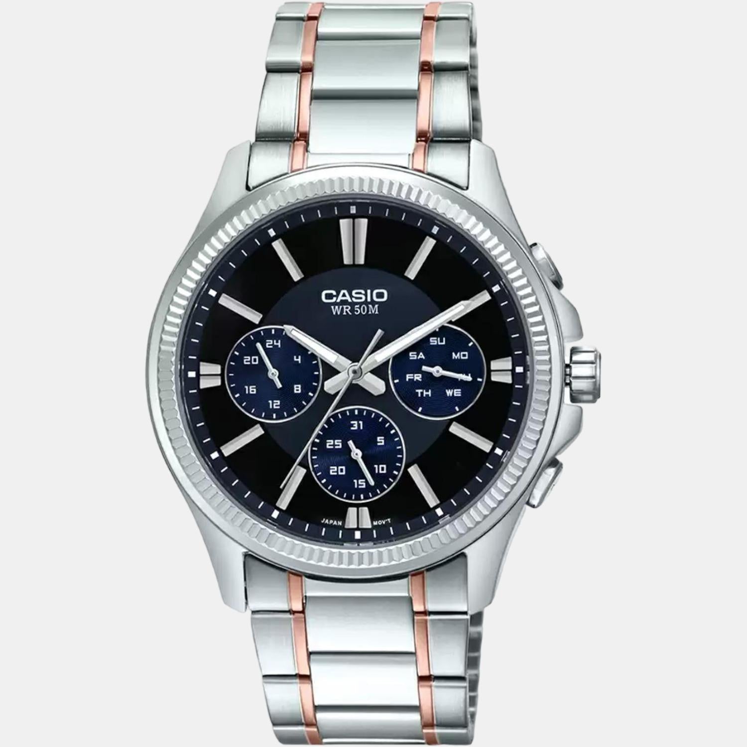 Enticer Men Quartz Black Dial Chronograph Stainless Steel Watch A1658