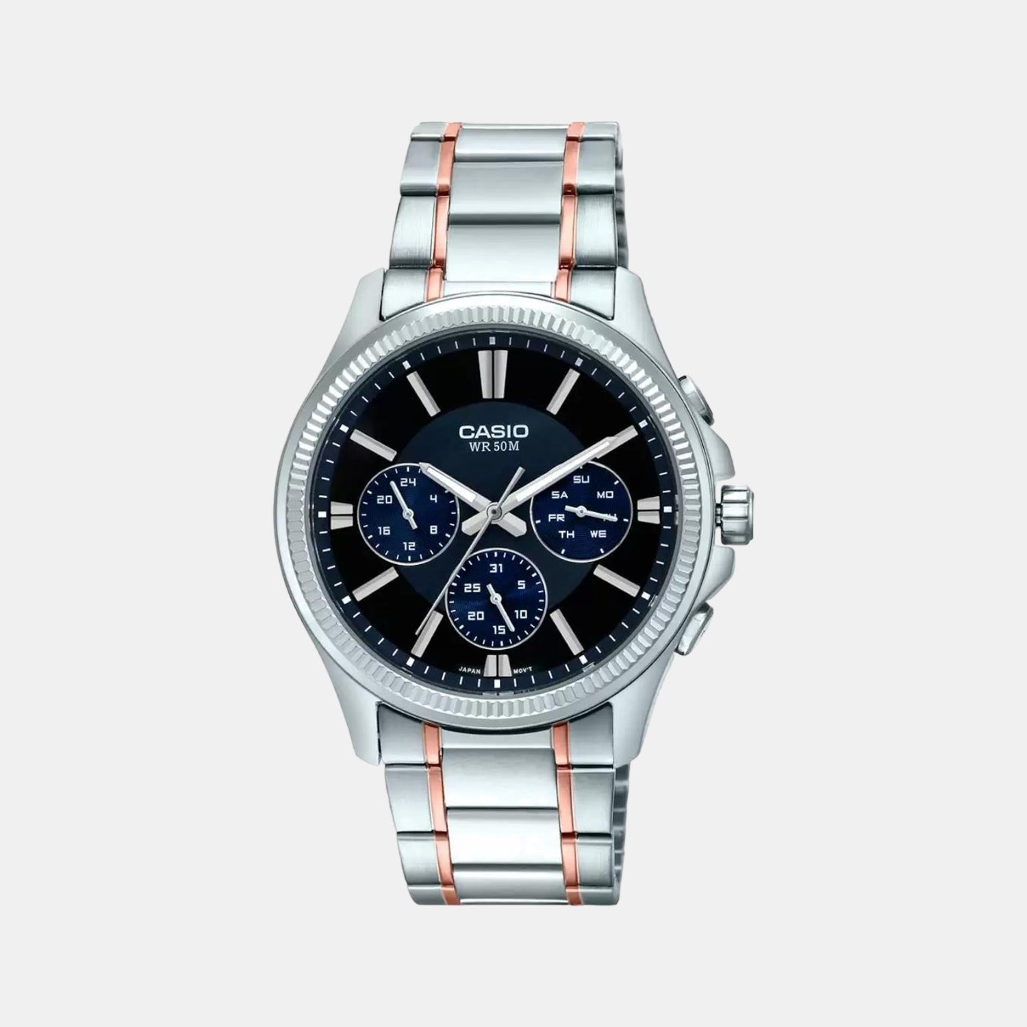 Enticer Men Quartz Black Dial Chronograph Stainless Steel Watch A1658