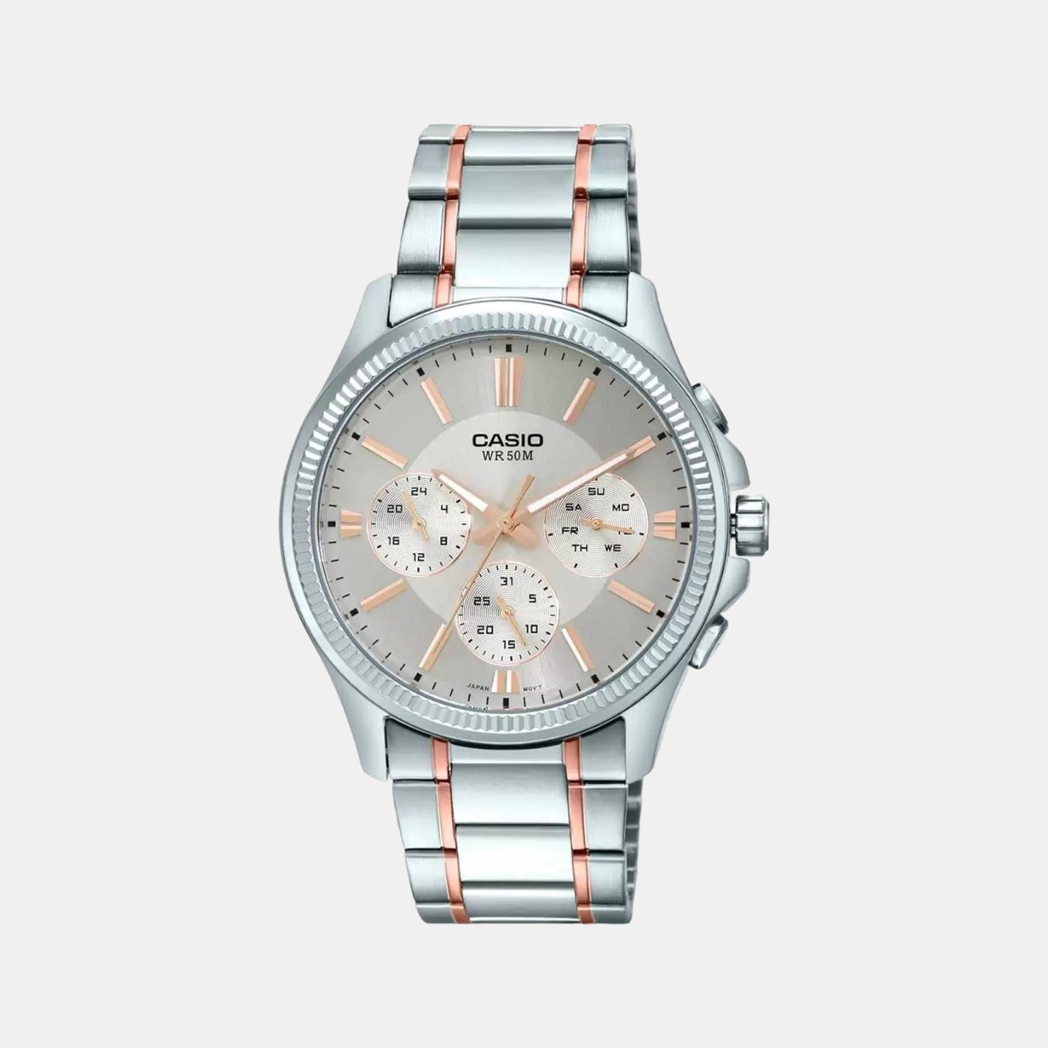 Enticer Men Quartz Gold Dial Chronograph Stainless Steel Watch A1659