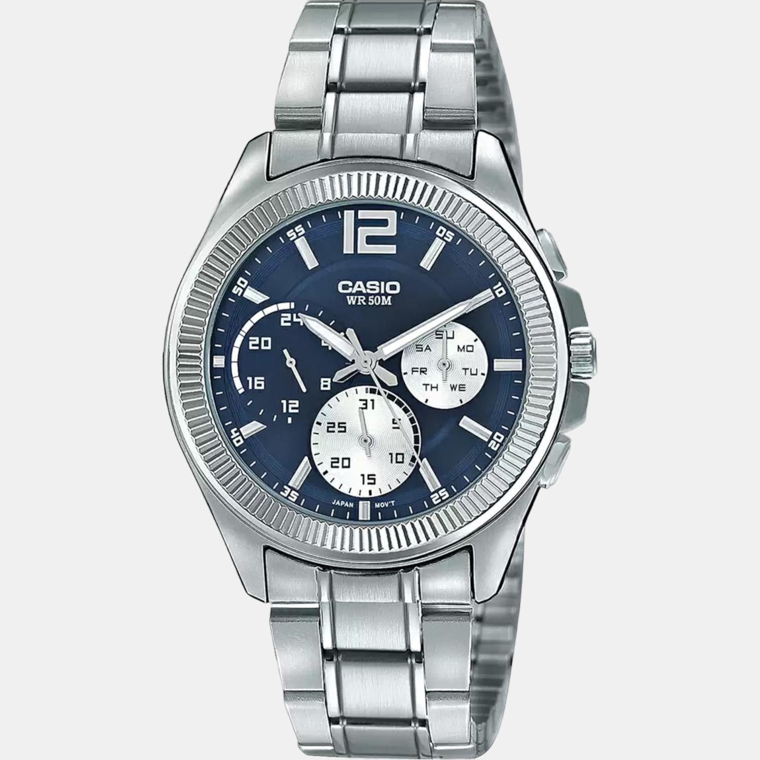 Enticer Men Quartz Blue Dial Chronograph Stainless Steel Watch A1660