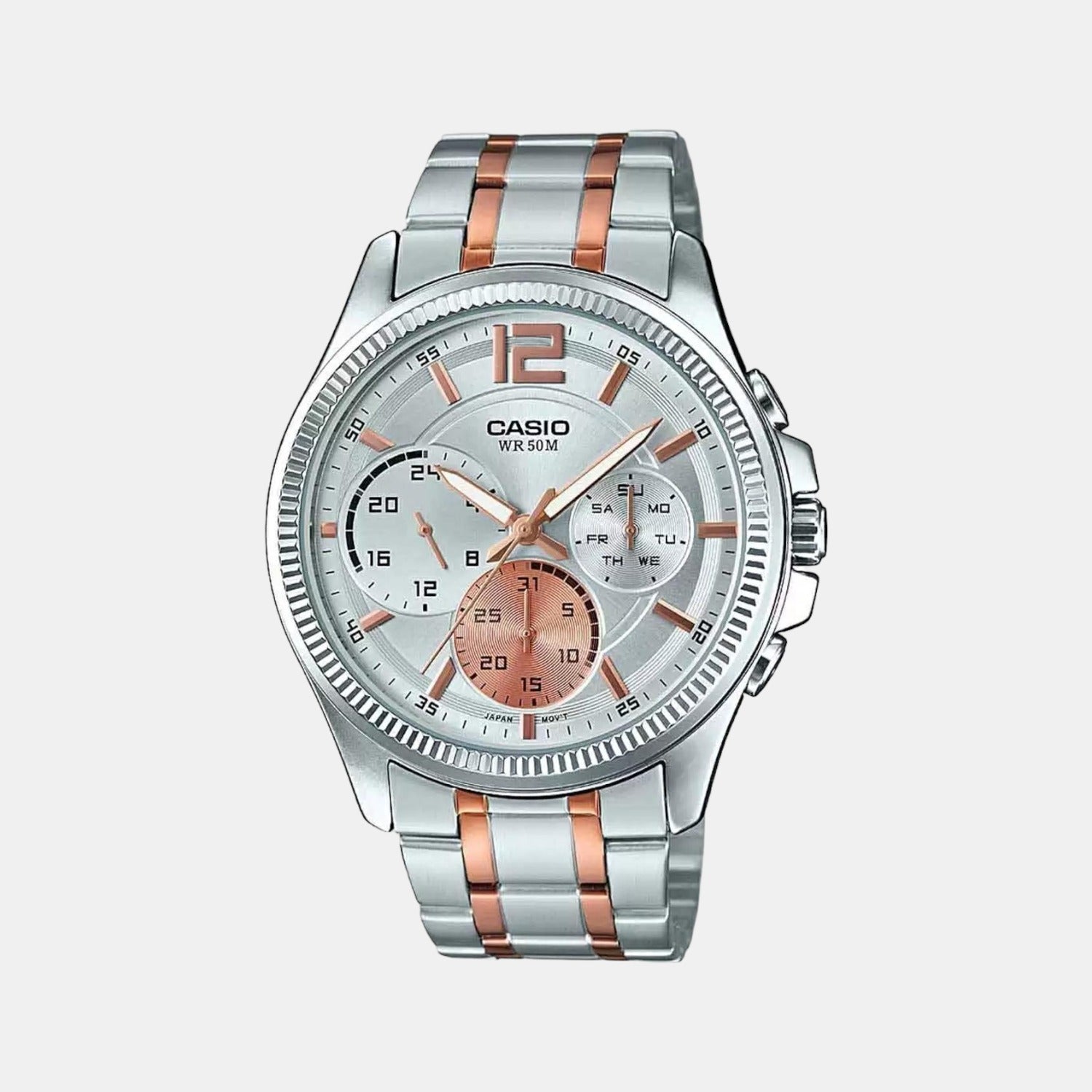 Enticer Men Quartz Silver Dial Chronograph Stainless Steel Watch A1662