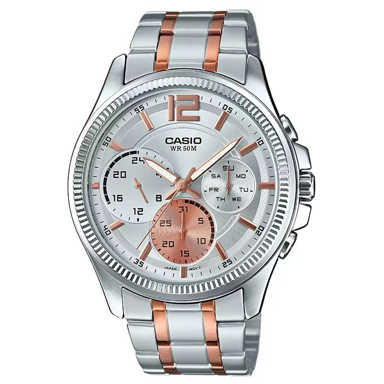 Casio Enticer Silver Dial Men 42mm