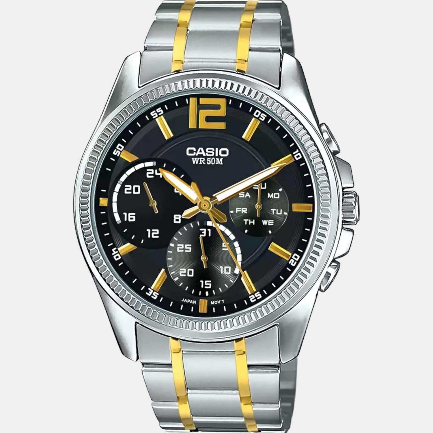 Enticer Men Quartz Black Dial Chronograph Stainless Steel Watch A1663