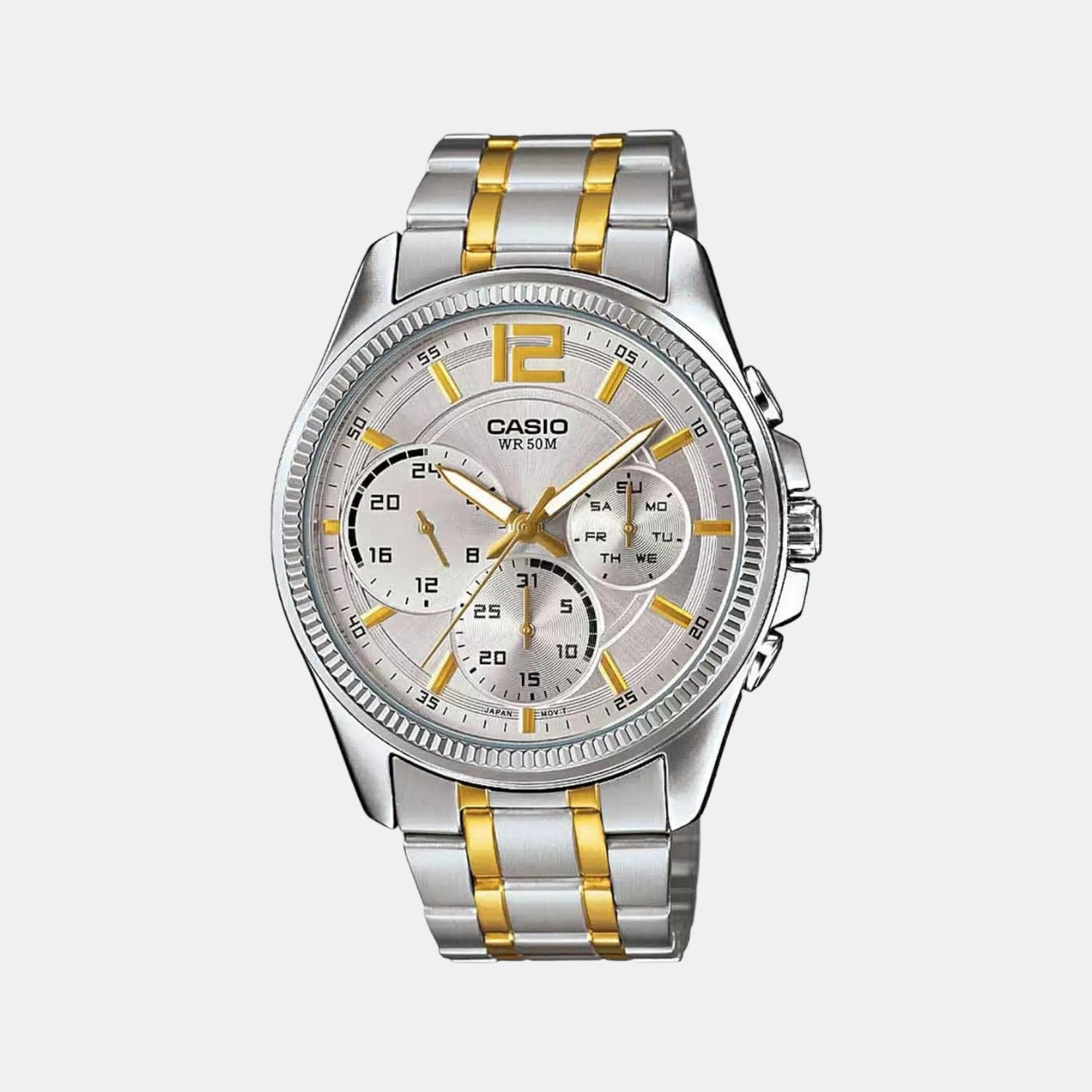 Enticer Men Quartz Silver Dial Chronograph Stainless Steel Watch A1664