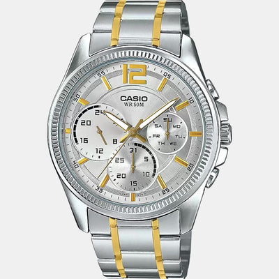 Enticer Men Quartz Silver Dial Chronograph Stainless Steel Watch A1664