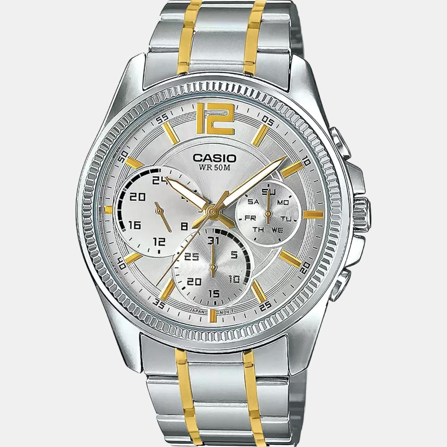 Enticer Men Quartz Silver Dial Chronograph Stainless Steel Watch A1664